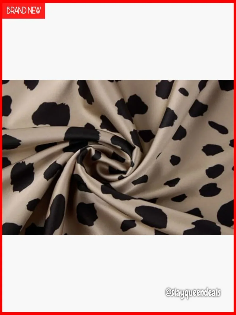 Midi Skirt High Waist Elastic Satin Silk A-Line Animal Print